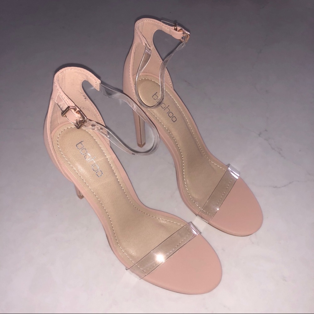 Boohoo Nude Clear Heels - US 7